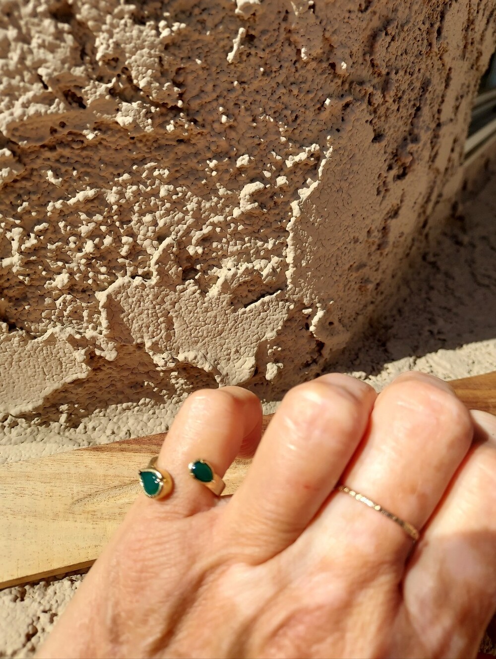 Logan Hollowell X Johnny Was Gold Open Teardrop Green Onxy Stone Ring